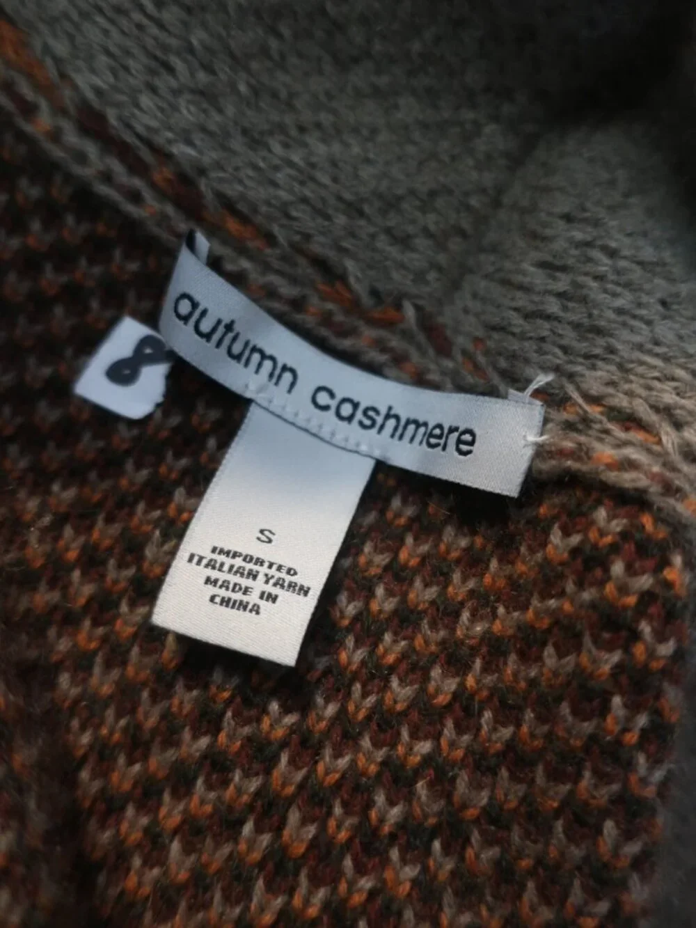 Womens Autumn Cashmere Brown, Orange, Grn Fringe Trim Belted Cardigan Sweater S - Picture 7 of 8